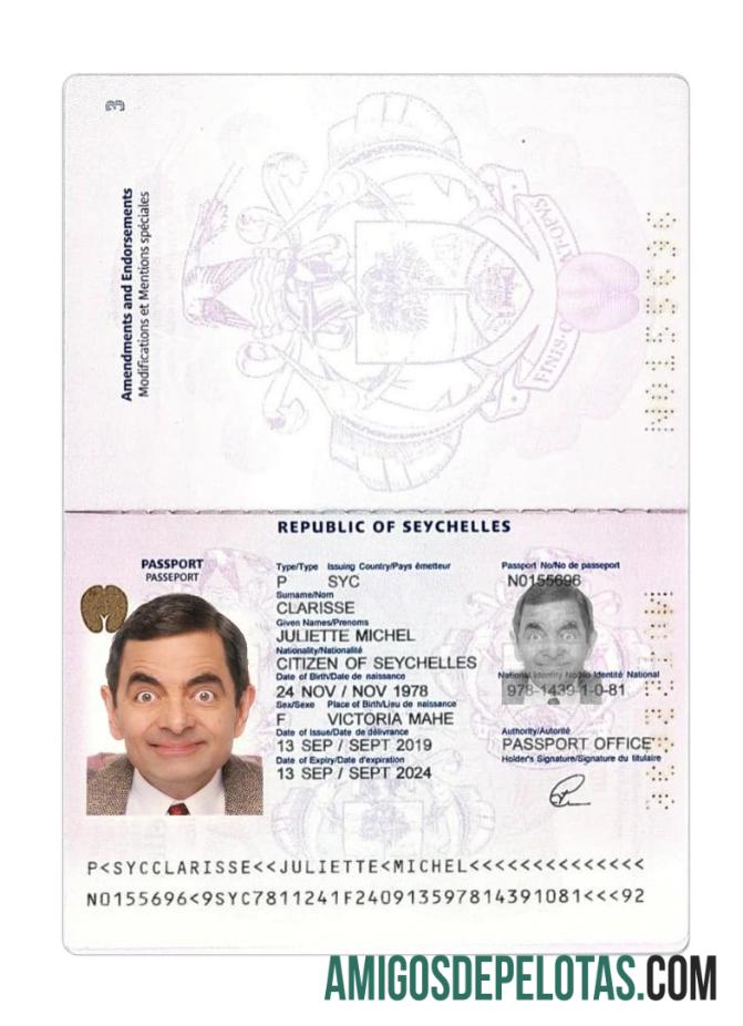 Passaporte das Seicheles amostra